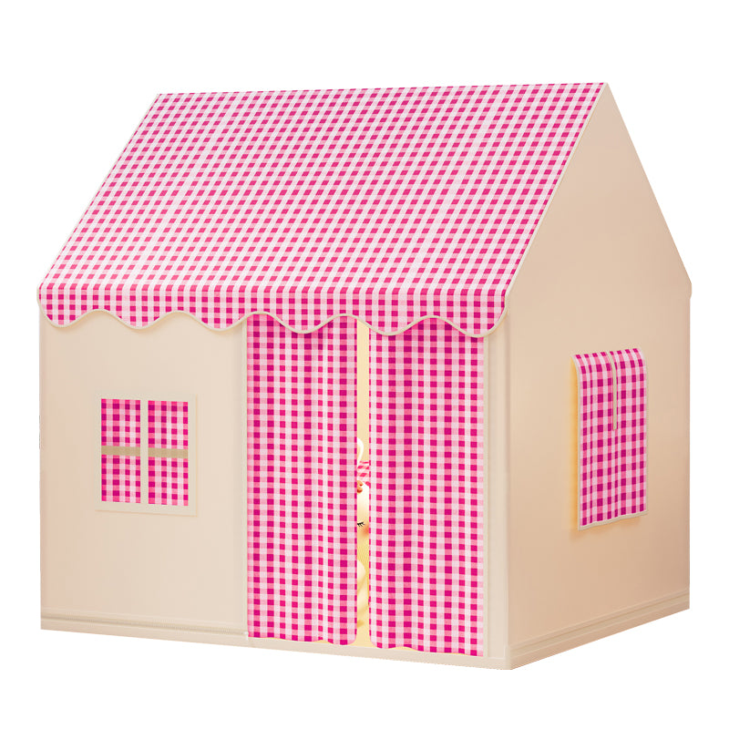 Kids Playhouse Tent – Cream Gingham Indoor Play House for Toddlers, Large 105×117×125cm