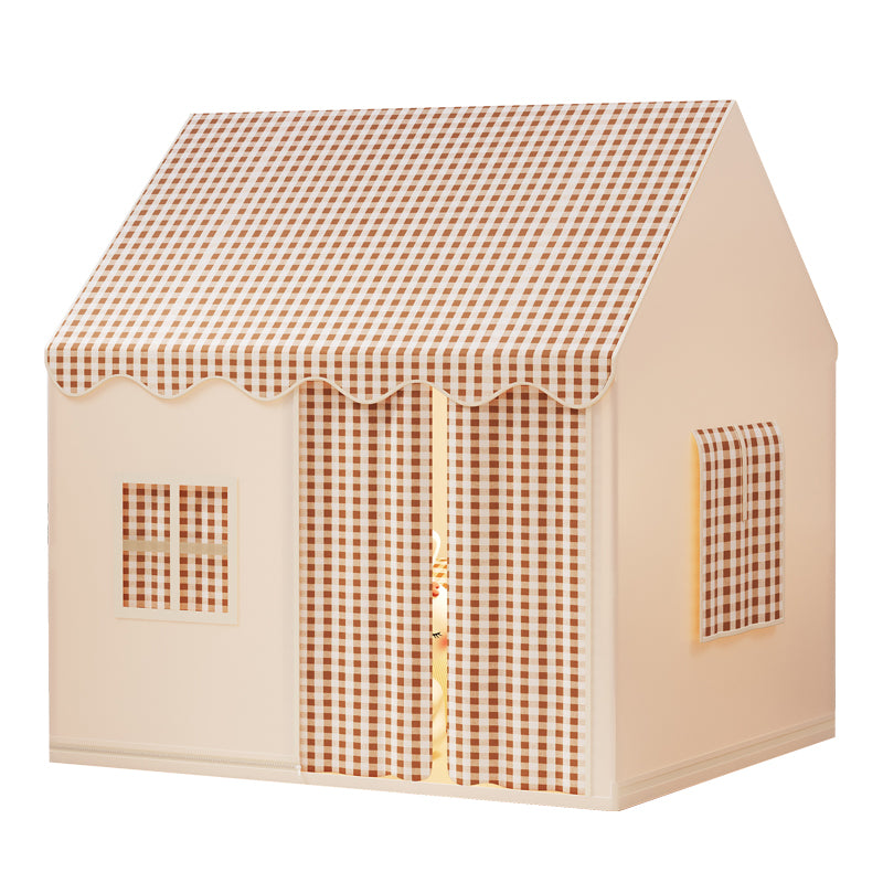Kids Playhouse Tent – Cream Gingham Indoor Play House for Toddlers, Large 105×117×125cm
