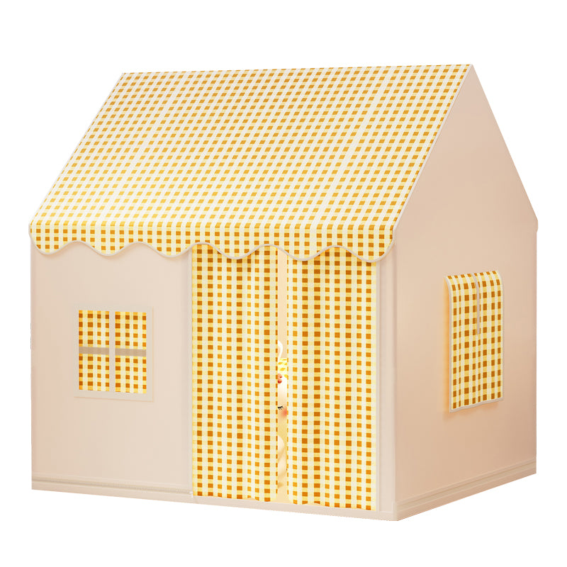 Kids Playhouse Tent – Cream Gingham Indoor Play House for Toddlers, Large 105×117×125cm